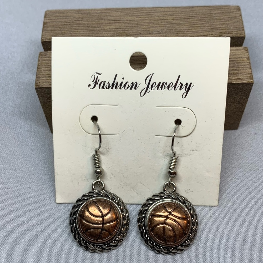 PETITE CHARM - BASKETBALL - Petite Size Snap Button Earrings with 2 Charms